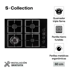 SCOLLECTION - Encimera Black Glass A Gas 60cm