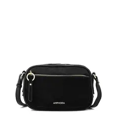AMPHORA - Crossbody Villette Negro Y Textura