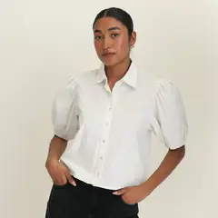 BASEMENT - Blusa Manga Corta 100% Algodón Mujer