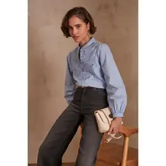 MAISON 123 - Blusa Manga Larga 100% Algodón Mujer