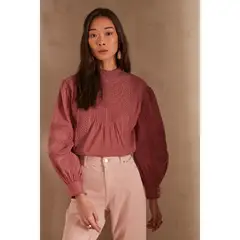 MAISON 123 - Blusa Manga Larga 100% Algodón Mujer