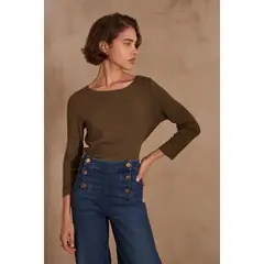 MAISON 123 - Polo Manga Larga Casual Mujer