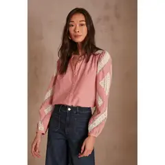 MAISON 123 - Blusa Manga Larga 100% Algodón Mujer