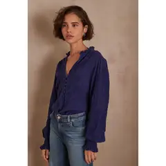 MAISON 123 - Blusa Manga Larga 100% Algodón Mujer