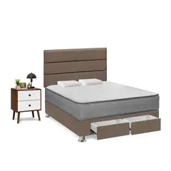 FORLI - Dormitorio Con Cajones Polaris 2 Plz Marron + Velador