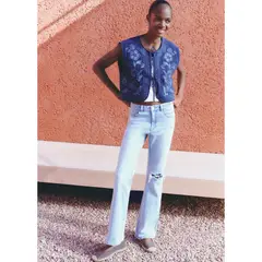 MANGO TEEN - Jean Flare Tiro Alto Mujer