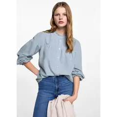 MANGO TEEN - Blusa Manga Larga 100% Algodón Mujer