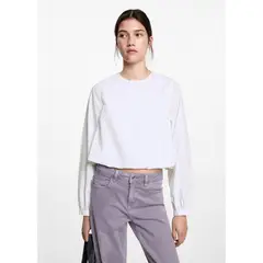 MANGO TEEN - Blusa Manga Larga 100% Algodón Mujer