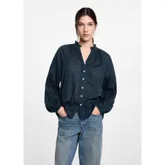 MANGO TEEN - Blusa Manga Larga 100% Algodón Mujer