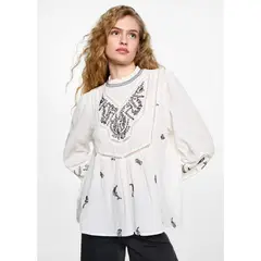 MANGO TEEN - Blusa Manga Larga 100% Algodón Mujer