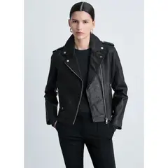 MANGO - Casaca 100% Cuero Mujer