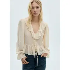 MANGO - Blusa Manga Larga Casual Mujer