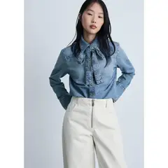 MANGO - Camisa Manga Larga Algodón Mujer