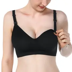 MOMCOZY - Brasier Sujetador De Lactancia Ultra Suave Negro