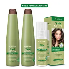 BE NATURAL - Set Para Cabello Con Caspa Y Graso Fresh Menta 350ml