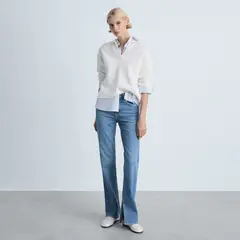 MANGO - Jean Straight Tiro Alto Mujer