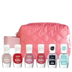 SALLY HANSEN - Set 4 Esmaltes Good Kind Pure + Fortalecedor + Top Coat Brillo + Neceser
