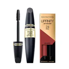 MAX FACTOR - Set Máscara False Lash Effect Waterproof + Lipfinity Spicy