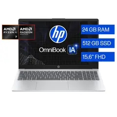 HP - Laptop Omnibook 3 Amd Ryzen Ai 7 24gb Ram  512 Gb Ssd 15.6" Fhd 15-fn0072la