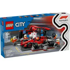 LEGO - Carro F1 Parada En Boxes Y Equipo De Mecánicos Ferrari Fórmula 1 60443