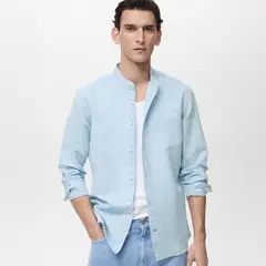 MANGO - Camisa Lino Casual Hombre Man
