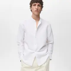 MANGO - Camisa Lino Casual Hombre Man