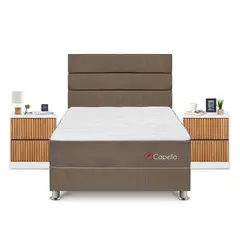 FORLI - Dormitorio Capella 2plz Marron + Velador Roma + Almohada + Protector