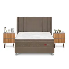 FORLI - Dormitorio Sirius King Marron + Velador Milan + Almohada + Protector