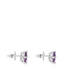 TOUS - Aretes Plata Zafiro Lila 7 mm