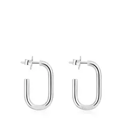 TOUS - Aretes Plata Oval 25 mm Presion