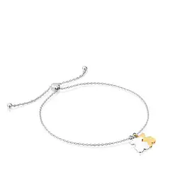 TOUS - Pulsera Plata Bano Oro Oso Bicolor