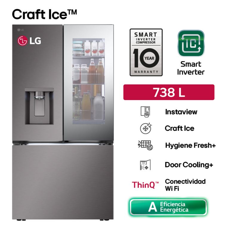 Refrigeradora GM89SXD 738LT Instaview French Door Negro Acero