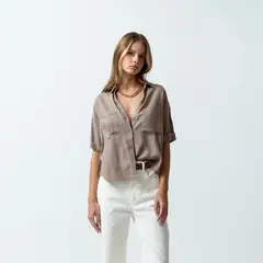 NAF NAF - Blusa Manga Corta 100% Algodón Mujer