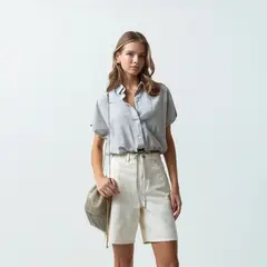 NAF NAF - Blusa Manga Corta 100% Algodón Mujer