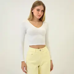 SYBILLA - Polo Manga Larga Casual Mujer