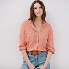 CORTEFIEL - Blusa Manga Larga Lino Mujer