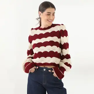 BASEMENT - Sweater Liso Manga Larga Mujer Algodón By Donna Cattiva