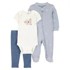 CARTERS - Conjunto Bebé Niña 3 Piezas Algodón