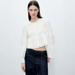 MANGO - Blusa Casual 100% Algodón Mujer