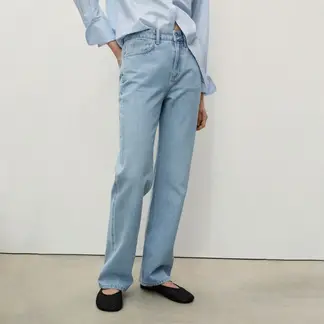 MANGO - Jean Straight Tiro Alto Mujer