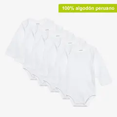 YAMP - Body Bebé Niño Niñapack X5 Manga Larga Blanquitos Algodón