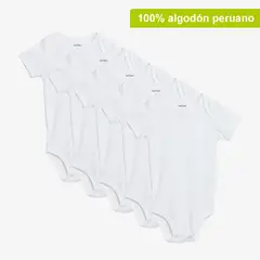 YAMP - Body Bebé Niño Niñapack X5 Manga Corta Blanquitos Algodón