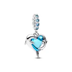 PANDORA - Charm Colgante Delfines De Cristal De Murano Azul