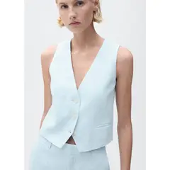MANGO - Chaleco 100% Lino Mujer
