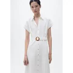 MANGO - Vestido Largo De Lino Mujer