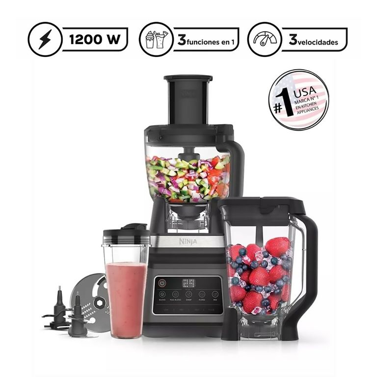 Procesador de Alimentos y Licuadora 3 En 1 Potencia Máxima 1200W BN800EU