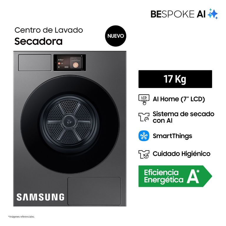 Secadora Bespoke Ai 17kg Acero Oscuro Dv90f17cdspe
