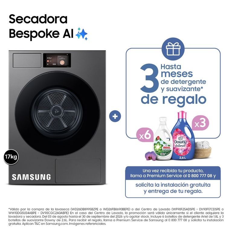 Secadora Bespoke Ai 17kg Acero Oscuro Dv90f17cdspe