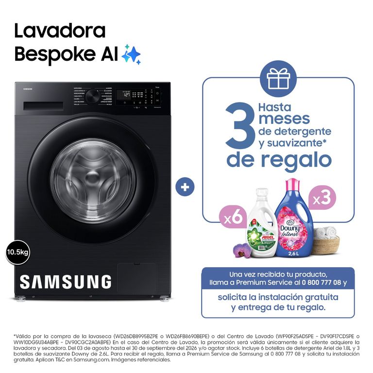 Lavadora Bespoke AI 10.5Kg Negra WW10DG5U34ABPE