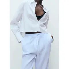 MANGO - Pantalón De Lino Casual Mujer